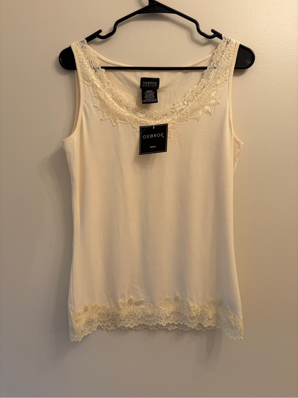 George | Y2K Cream Lace-Trim Sleeveless Top NWT